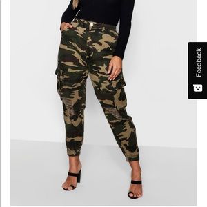 Plus size Denim Camo Cargo Jeans